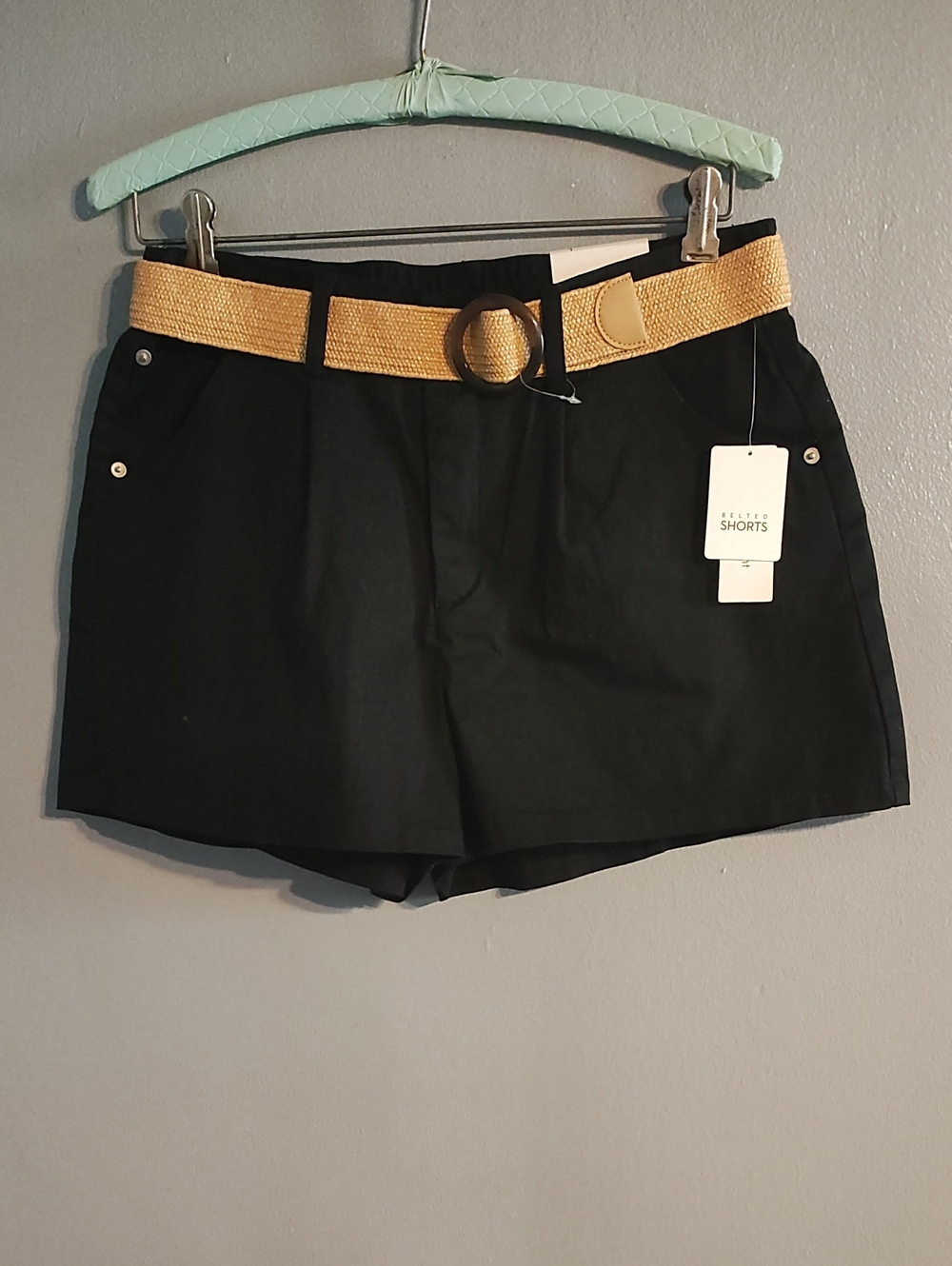 No Comment Woven Belted  Women’s Black Shorts